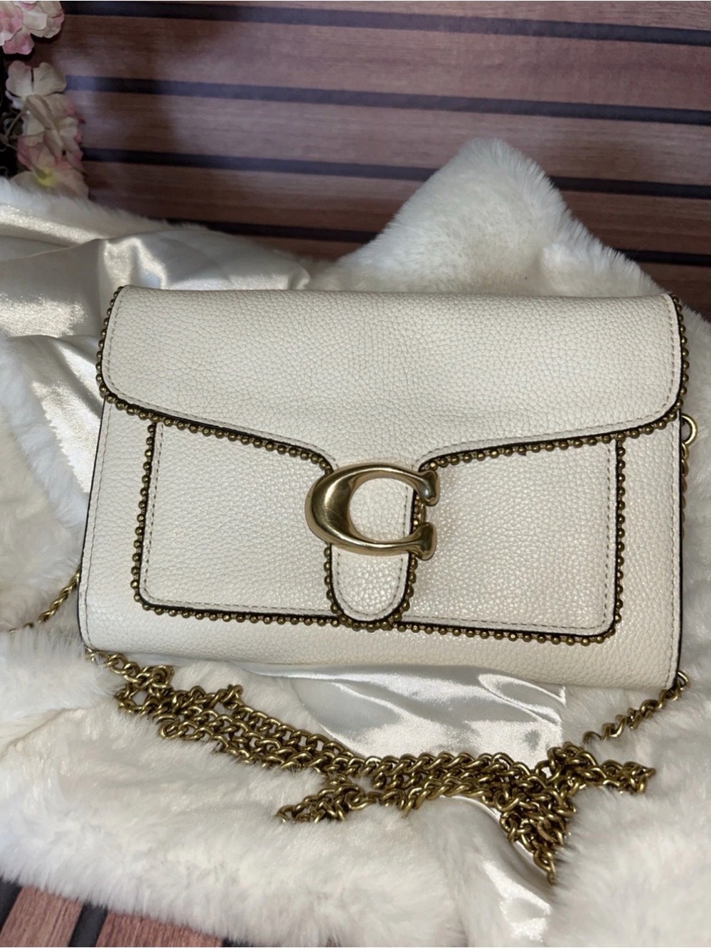 Coach Cream Tabby Chain Crossbody Bag